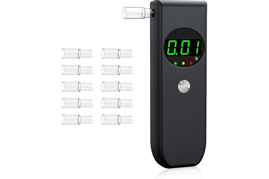 COCOCKA Breathalysers, Professional Alcohol Breathalyzer With LCD Digital Display, Portable Alcohol Breath Tester With 10 Mouthpieces for UK Home, Party& Personal Use (Black)