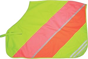 Reflector Quarter Mesh Exercise Sheet by Hy Equestrian (Full, Yellow/Pink/Orange)