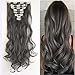 Price comparison product image 24"(61cm) Full Head Clip in Hair Extensions 8 Piece 18clips Curly Dark Grey Real Thick 170g