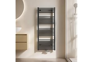 EMKE Badheizkörper Handtuchhalter 1200x500 mm, Handtuchheizkörper Mittelanschluss Handtuchwärmer Handtuchtrockner Heizkörper Bad Handtuchheizung Anthrazit 513W