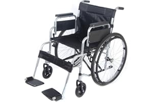 Lightweight Folding Wheelchair, PALDIN self propelled Portable Wheelchair with Running Brakes, Removable Footrests, Armrest (Silver)