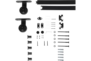 HOMCOM 200CM Quincaillerie porte coulissante de grange, rail porte coulissante de 100 cm de large, épaisseur 35-45 mm, charge 100 kg, robuste en acier au carbone, crochet forme I pour maison
