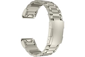 MaKTech Opaska Tytanowa,Pięcioczęściowa Metalowa Bransoletka O Średnicy z ŻÓłwią Klamrą,dla Garmin Fenix 8