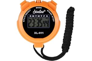 GENERIC Stopwatches, Digital Sports Stop watch, referee kit, Handheld stopwatch Split Lap Timer, Neck Stopwatch, Shockproof Waterproof Stopwatch with LCD Display for Coaches Swimming Running Training (Orange)