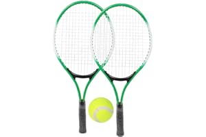 MARVELLOUS Raqueta de Tenis de Aleación de Hierro Sin Elasticidad para Niños - Juego Doble Con Bolsa de Transporte (Verde)