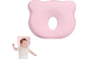 DEERTAZK Newborn Pillow to Prevent Flat Head, Anti Flat Head Baby, Infant Pillow to Prevent Flat Head, Baby Head Shaping Pillow, Baby Pillows for Sleeping for Newborn (Pink)