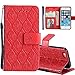Produktbild COTDINFOR iPhone 6S Plus Protective Standing Hülle Elegant PU Tasche Leder Flip Schutzhülle Cover im Bookstyle Kartenfächer Magnet Etui Schale für iPhone 6S Plus / 6 Plus Red Rattan KT.