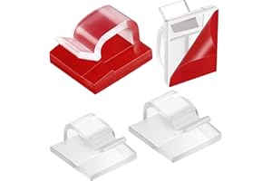 MAITYS 60 Stück Outdoor Kabelclips mit Klebeband Licht Klammern Deko Clips Selbstklebend Haken Draht Halter Klebehaken für Lichterkette Befestigung(Klar)