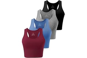 Star Vibe 4 Stücke Sport Crop Top Set Damen Basic Sporttop Tanktops Frauen Yoga Sport Top Damen Fitness