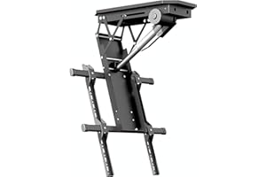 RAJYQODIS Soporte De TV Motorizado para Techo, Elevador De TV Motorizado para Televisores De 50-90 Pulgadas, Sistema De Detección Anticolisión Incorporado, Ajuste De Ángulo De 0-85° (50-90 Inch)