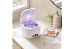 Ultraljudsrengöringsenhet 49kHz UV-ultraljudsrengöring 340ml tandpod | 4 lägen ultraljudsrengöring för proteser, retainers, tandskenor, tandskenor, proteser, smycken, med digital timer