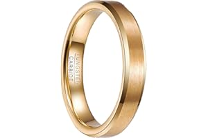 NUNCAD 4mm/6mm/8mm Tungsten Carbide Ring Gold/Silver/Black Tungsten Wedding Band Ring for Women Men Engagement Ring Matte Finish Beveled Edges Comfort Fit Size L 1/2 to Z+3