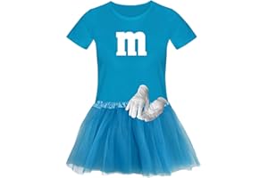 JIMMYS TEXTILFACTORY T-Shirt M&M + Tüllrock Karneval Gruppenkostüm Schokolinse 11 Farben Damen XS-3XL Fasching Verkleidung M's Fans Tanzgruppe