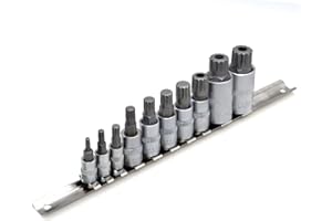 DAKCOS 10pcs Spline Socket Set, M4-M18 for 1/2",3/8",1/4" Drive, XZN Triple Square Spline Bit Set, S2 Alloy Steel Bit and CR-V Drive Socket