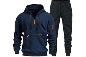 Qixiu 2 Piece Tracksuit Mens Plus Size Hoodie Tracksuit Mens Full Set Solid Long Sleeve Printed Jogging Suits Fall Sweatpants Set Winter Casual Men's Sportswear Sweatshirt Suit Sale