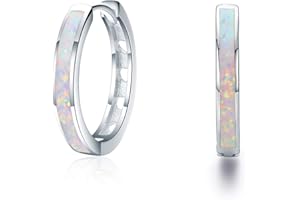 Damen Creolen Ohrringe 925 Sterling Silber Opal Ohrringe Kleine Creolen Kreis Ohrringe Opal Schmuck Geschenke für Mama Frauen Kinder