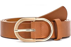 JasGood Damski skórzany pasek moda podwójny O-ring klamra pasek do jeansów spodnie sukienki