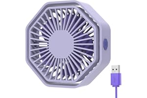 Bigqin Mini Ventilateur Puissant, Ventilateur Silencieux Portable, 3 Vitesse Petit Ventilateur Table pour La Chambre, Bureau, Domair(Rotation 360°,Alimenté par USB),Violet