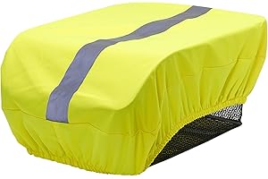 P4B | Protection Pluie Panier vélo - Couverture Panier vélo | Jaune Fluo réfléchissant | Couverture Panier vélo imperméable avec Bandes réfléchissantes | Couverture Panier vélo