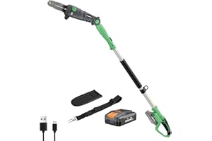 WORKPROX Potatore Telescopico su Asta 20V per la Potatura di Rami Alti, Motosega a Batteria 4,0Ah, Estensione fino a 4,5 m, Lama da 20 cm, Angolazione Regolabile, Lubrificazione Automatica