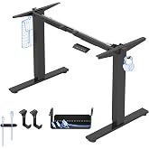 FLEXISPOT Electric Lift Desk Frame Desk, Black | With 2 Hooks, Cable Organizer and Shelf, 4 Memories, 5 Year Warranty for Fra