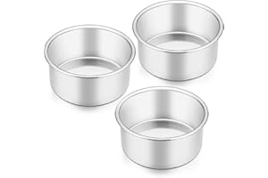 Homikit 4 Inch Round Cake Tin for Baking, Stainless Steel Layer Cake Tins Pans Set of 3, Mini Cake Bakeware Set Ideal for Birthday Wedding Christmas, Healthy & Sturdy, Dishwasher Safe