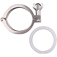 DERNORD Tri-clamp Single Pin Heavy Duty Tri Clamp Stainless Steel 304 with Wing Nut for Ferrule TC with 1PC Silicone Gasket (3inch Tri Clamp+Silicone Gasket)