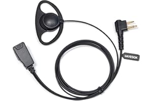 UAYESOK 2 Pin D Shape Radio Earpiece for Motorola CP040 DP1400 GP88 GP300 XT420 XT460 Hytera PD405 PD505 BD505 Walkie Talkie, Security Guard Radio Headset with PTT Mic Microphone (1 Pcs)