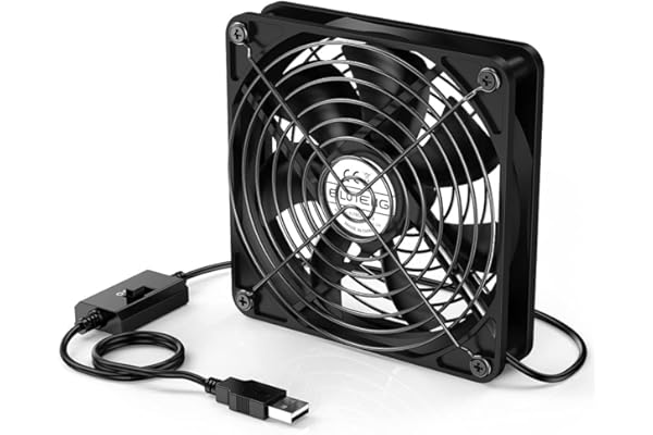 ELUTENG Ventilateur USB 120mm Avec 3 Vitesse Réglable, 5V Ventilateurs PC 12cm pour PC/TV Box/AV Cabinet/ PS4/Routeur/Radio