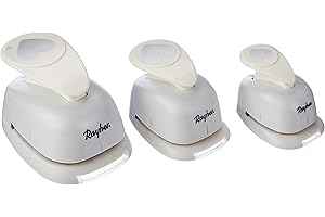 Rayher Hobby 69102000 Motivstanzer Set Herzen, geeignet für Papier/Karton bis zu 200g/m², Weiß, 1.95 x 1.9 x 0.65 cm