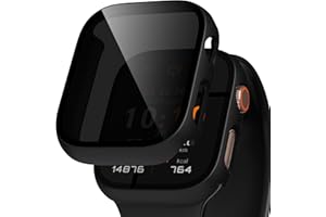 LINTEKER Hülle mit Glas Displayschutz Kompatibel mit Apple Watch Series 9/8/7 45mm Schutzhülle Anti Spy, Hard Rundum Schutzhülle HD Ultradünne PC Schutz Case für iWatch S9/S8/S7 45mm, 2-Stück, Schwarz