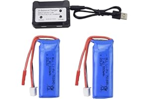 ZYGY 2PCS 7.4V 550mAh batería Lipo de Alta Velocidad y Cargador 2 en 1 para Wltoys K969 K979 K989 K999 P929 P939 284131 RC Accesorios de Coche
