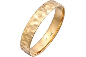 Kuzzoi Herrenring (4 mm) Handgefertigt, Bandring für Männer aus 925 Sterling Silber vergoldet, Ehering Verlobungsring Freundschaftsring, Ring Gold gehämmert, Ringgröße 60 – 66, 0604282922