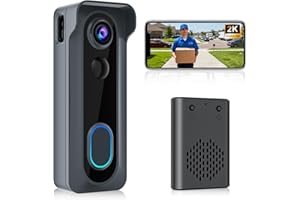 KAMEP Doorbell Camera Wireless with Chime, 2K HD Safe Video Doorbell Camera, Battery Operated, PIR Motion Detection, 2-Way Audio, Night Vision, 2.4Ghz WiFi, Only Cloud Storage, Works with Alexa