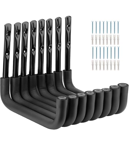 Lot De 20 Crochets Muraux En J - Pour Outils, Garage, Cave - Acier Revêtu - Charge Max 13,6 Kg - Installation Facile - 2