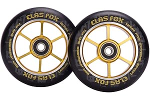 CLAS FOX Pro Stunt Scooter Wheels 100mm One Pair with ABEC-9 Bearings CNC Metal Core(2pcs) (Gold)