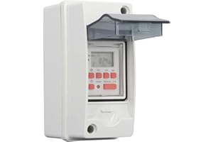 Plyisty 7 Day 28 On Off Programmable Pool Timer Switch with LCD Display, Waterproof Pool Controller Light Timer Box, AC85-265V