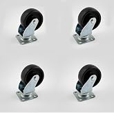Rotary Furniture Wheel with 4-Piece Set Table 50 MM Black Color Durable Load Handling Industrial Wheel Set