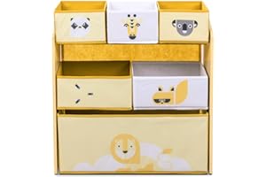 Beeloom - Estantería para niños de Madera, Sweet Safer, con 6 cajones de Almacenamiento para Juguetes y Libros, Color Amarillo.