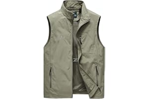 MeiLayM Gilet da Pesca da Uomo All'aperto Casual Asciugatura rapida Giubbotto Leggeri Traspirante Senza Maniche Giacche Panciotto Campeggio per Fotografia Escursionismo con Cerniera Gilet