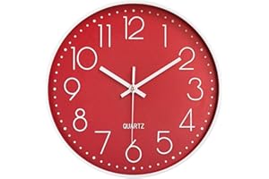 Taodyans Moderno Orologio da Parete Silenzioso Orologio da Cucina Quarzo da 30 cm (Rosso)
