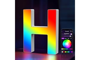 COLWINKU Light Up Letters USB Powered, LED Marquee Letters Color Changing, Alphabet Light Up Sign, APP Control, Gifts for Girls, Women, Birthday, Party, Wedding, Christmas, Valentine, Wall, Table Decor - H