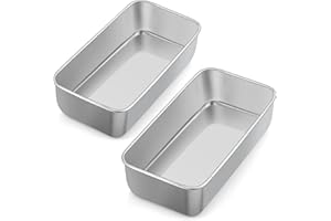 Herogo Lot de 2 moules à pain rectangulaires en acier inoxydable de 0.9 kg pour la cuisson, pour toast, pain, gâteaux, lasagnes, passent au four et au lave-vaisselle, métal argenté (23x12x6 cm)
