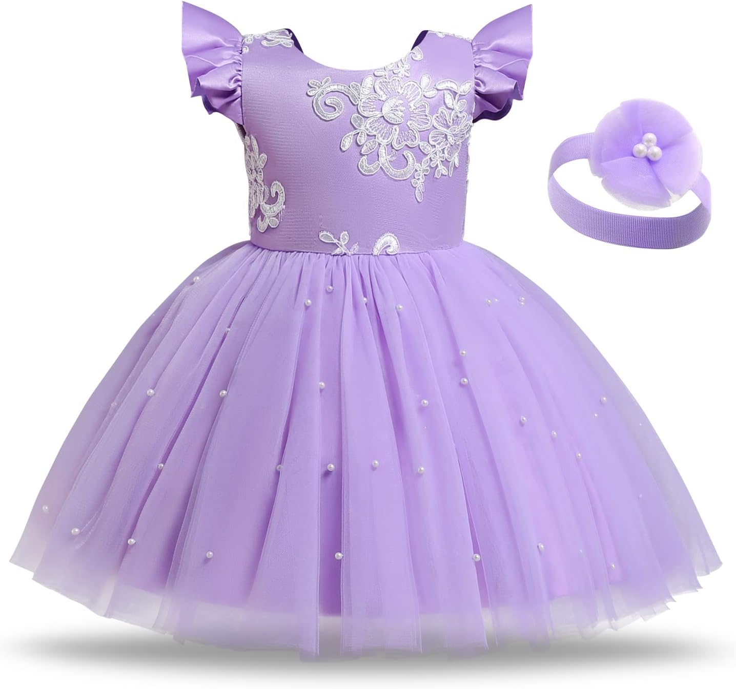 TTYAOVO Bebé Boda Pompa Bautismo Bautizo Tutu Vestido Chicas Princesa Vestir