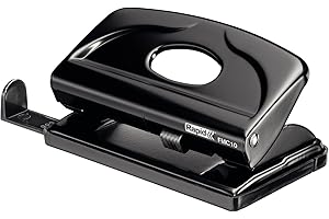 Rapid FMC10 Perforatore a 2 Fori, Perfora Fino a 10 Fogli, Barra di Guida Regolabile, Metallo, Nero, 21835301