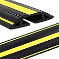 Eapele 4 ft Cable Protector Cord Cover Heavy Duty PVC Duct Easy to Unroll, Prevent Trip Hazard for Home Office or Outdoor Settings for Floor (Black and Yellow)