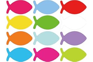 Pop Resin 120 Pcs Faith Fish Creative Paper Cut Outs - 5 Inch Open Religious Fish Shape Paper Cut-Outs - Multicolor Ocean Decorations - DIY Craft Projects - School Party Decorations