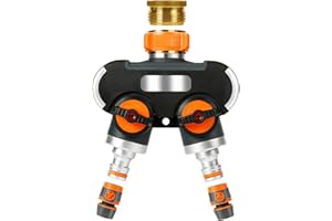 Diealles Shine® 2-drożny rozdzielacz wody, rozdzielacz wody 3/4" i 1/2", rozdzielacz węża ogrodowego do jednoczesnego podłączenia dwóch urządzeń, oba wyjścia regulowane