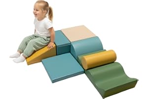 IGLU Soft Play Discoverer 7-delars Klätterset (Pastel Sea) | Firm Step Skum | Veganskt Läder