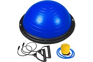 OcioDual Demi Ballon Equilibre, Demi Sphere, Pliométrie, Proprioception, Ballon D’equilibre de Gymnastique Antidérapant avec Gonfleur et Bandes de Résistance